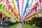 Beautiful lantern Yeepeng Festival at Wat Phra That Hariphunchai, Thailand