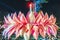 A beautiful large pink krathong made of cloth is displayed in the reservoir in the event as a symbol for Loy Kratong Festival in S