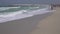 Beautiful large sea waves of Persian Gulf on the public Jumeirah Open Beach in Dubai stock footage video