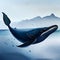 Beautiful large whale watercolor painting - ai generated image