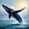 Beautiful large whale watercolor painting - ai generated image