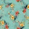 beautiful latest digital textile design flowers and leaves for printing, isolated