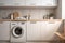 Beautiful laundry room design with modern washer and dryer set