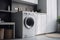 Beautiful laundry room design with modern washer and dryer set