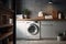 Beautiful laundry room design with modern washer and dryer set