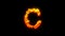Beautiful lava stones letter C - burning hot orange - red character, isolated - object 3D illustration