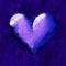 Beautiful lavender heart in lovely hand drawn oil paint on dark purple background
