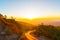 beautiful layer mountain with twilight sunrise sky