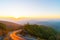 beautiful layer mountain with twilight sunrise sky