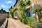 Beautiful leafy street in Beynac, Dordogne, France