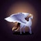 Beautiful Legend Pegasus Winged Horse Standing Spread Wings Fantasy Creature Cartoon