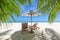 Beautiful leisure lifestyle beach. Idyllic carefree chairs umbrella tropical beach landscape for background or wallpaper