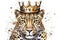 Beautiful Leopard In Gold Crown On White Background. Generative AI