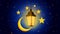 Beautiful light from the lamp at night and beautiful moon stars best loop video background to put a baby to sleep, calming relaxin