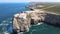 Beautiful lighthouse located on high cliffs of cape in Sagres, Portugal