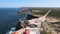 Beautiful lighthouse located on high cliffs of cape in Sagres, Portugal