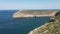 Beautiful lighthouse located on high cliffs of cape in Sagres, Portugal