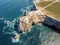 Beautiful lighthouse located on high cliffs of Saint Vincent Cape, Algarve, Portugal