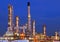 Beautiful lighting of oil refinery plant in petrochemical heavy