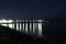 Beautiful lights over the sea at the port of Sarafovo, Bulgaria on Saint Nicolas day