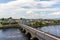 Beautiful Limerick urban cityscape over the river Shannon viewed from King John`s Castle