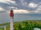 Beautiful limestone cliff on Pakri peninsula, Estonia with the historic lighthouses.