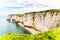 Beautiful limestone slopes in the Etretat area in Normandy by the ocean in France