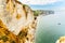 Beautiful limestone slopes in the Etretat area in Normandy by the ocean in France