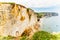 Beautiful limestone slopes in the Etretat area in Normandy by the ocean in France