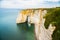 Beautiful limestone slopes in the Etretat area in Normandy by the ocean in France