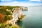 Beautiful limestone slopes in the Etretat area in Normandy by the ocean in France