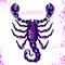 Beautiful line art filigree zodiac symbol. Black sign on vintage background. Vector clipart. Elegant jewelry tattoo. Scorpio