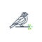 Beautiful Line Art Sparrow Illustration Design Template