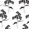 Beautiful line black white alstroemeria flowers branch seamless pattern. Vector illustration.