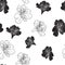 Beautiful line black white alstroemeria flowers seamless pattern. Vector illustration.