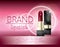 Beautiful lipstick. Vector illustration for a postcard, poster, banner or flyer. Ready advertising concept. Cosmetics and makeup.