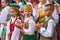 Beautiful Lithuanian children dressing traditional folk costumes