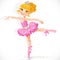 Beautiful little blond ballerina girl in pink dress