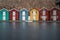 Beautiful little colorful fishermen\'s houses at the harbor. Typical Swedish houses, VÃ¤stra GÃ¶taland County, Smogen, Sweden