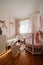 Beautiful little cosy white kids room with two beds for girls kids