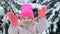 Beautiful little girl cheerful portrait in winter