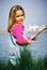 Beautiful little girl fishing