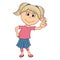 Beautiful little girl pointing her finger cartoon