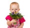 Beautiful little girl with a posy of flowers