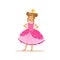 Beautiful little girl princess in a dark pink ball dress and golden tiara, fairytale costume for party or holiday