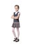 Beautiful little girl in school uniform isolated