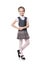 Beautiful little girl in school uniform isolated