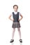 Beautiful little girl in school uniform isolated