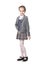 Beautiful little girl in school uniform isolated