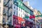 Beautiful Little Italy Neighborhood in Lower Manhattan. Typical NYC Buildings Painted with Striped Italian National Flag Colors